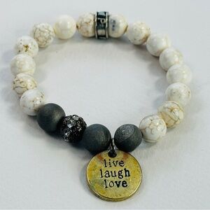 Beaded Bracelet with Live Laugh Love Charm | Whispering Prayer